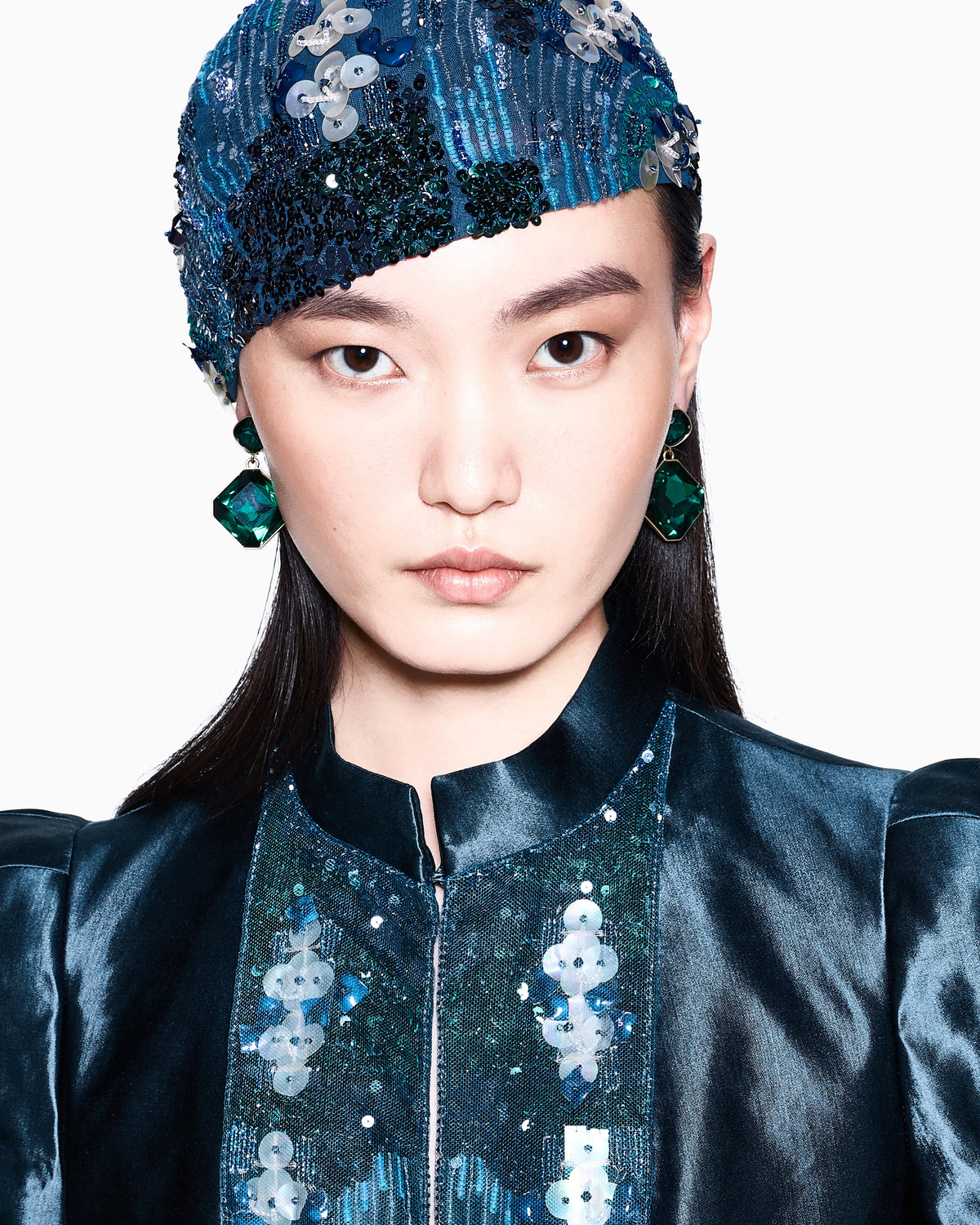 Embroidered linen and silk bolero