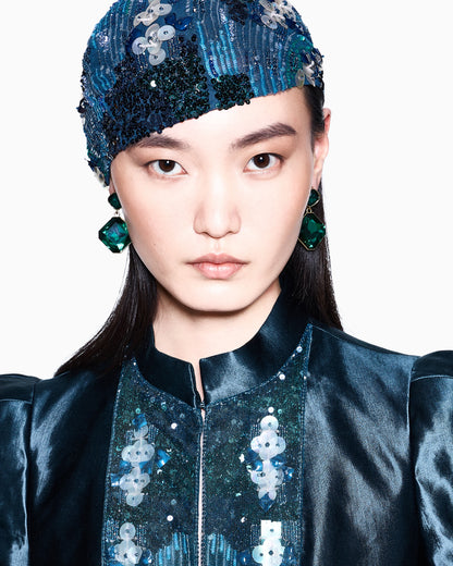 Embroidered linen and silk bolero