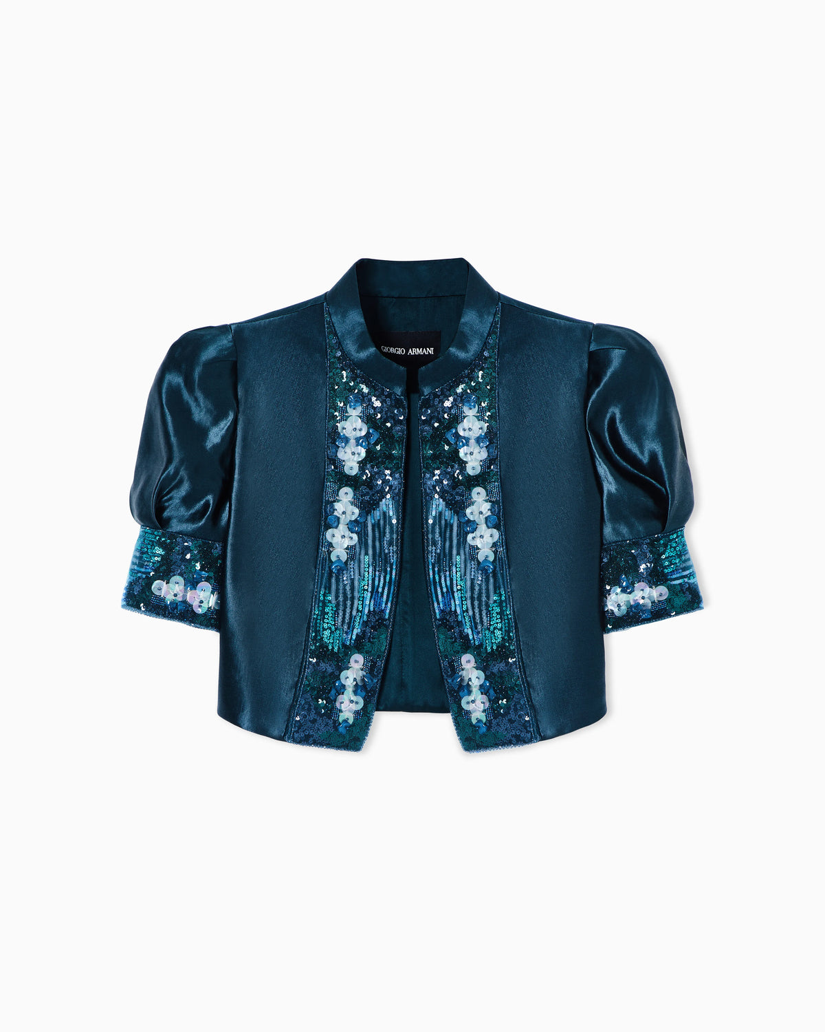 Embroidered linen and silk bolero