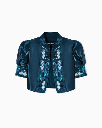 Embroidered linen and silk bolero