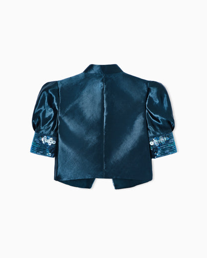 Embroidered linen and silk bolero