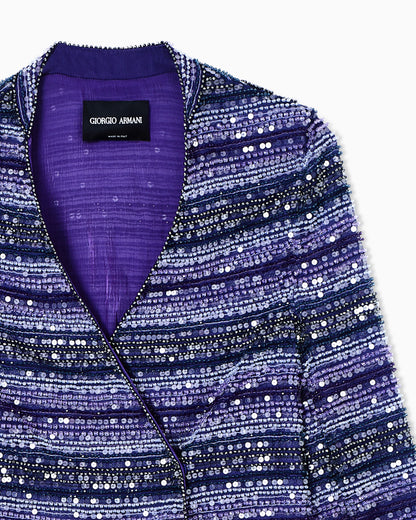Embroidered shiny fabric jacket