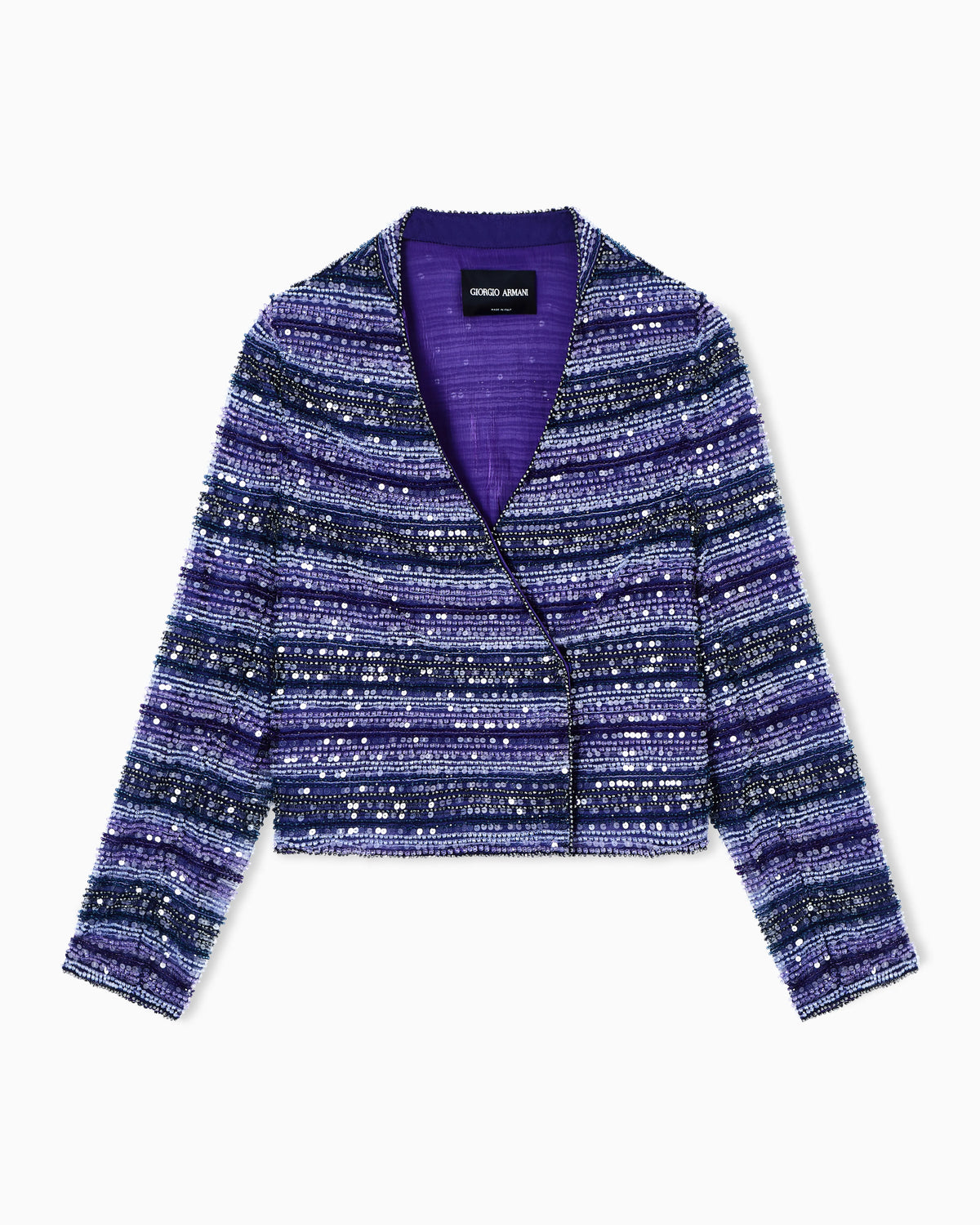 Embroidered shiny fabric jacket