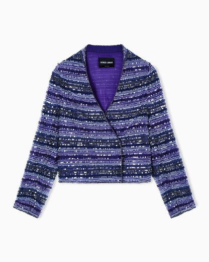 Embroidered shiny fabric jacket