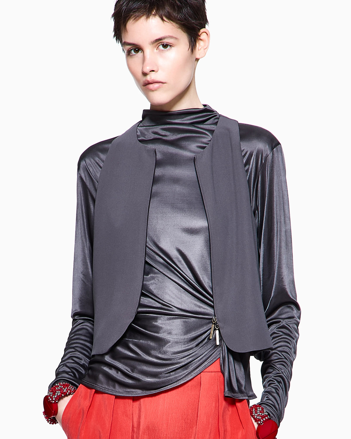 Washed silk crêpe waistcoat