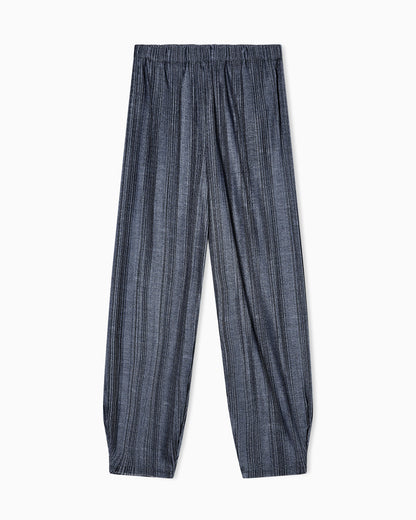 two-tone pleated jersey wide trousers