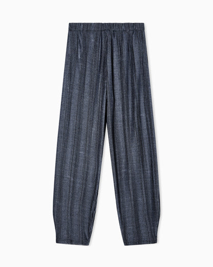 two-tone pleated jersey wide trousers