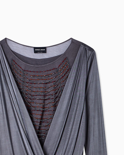 shiny viscose jersey long dress