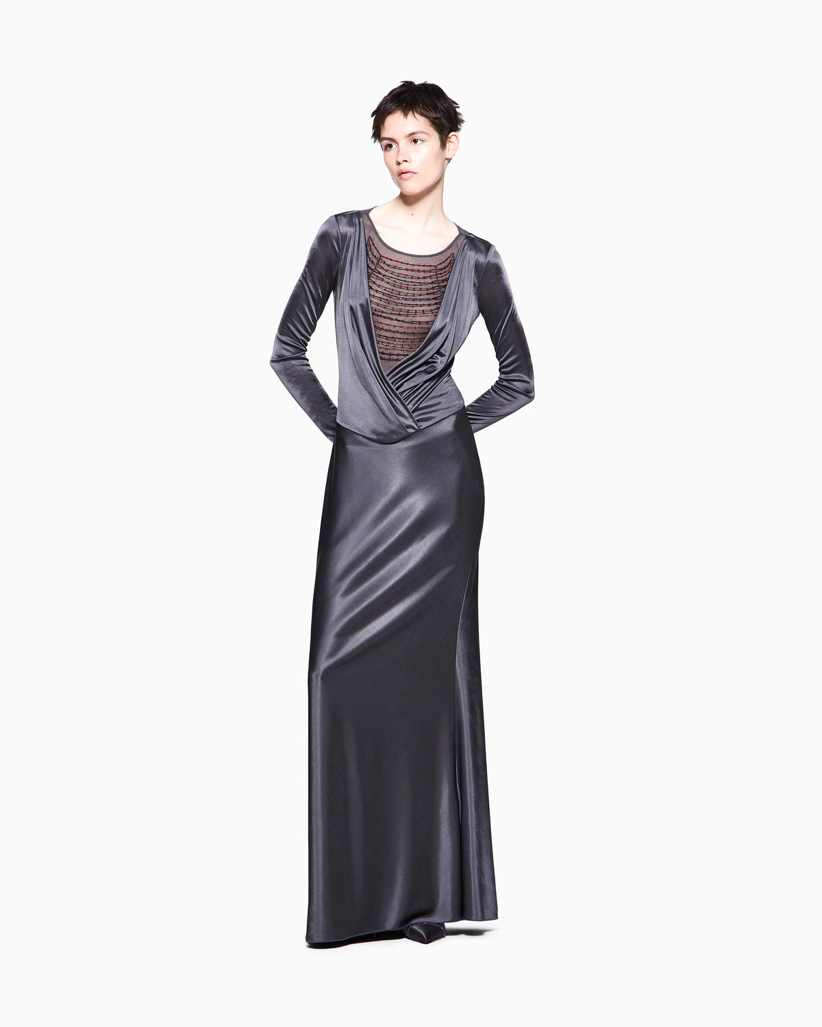 shiny viscose jersey long dress