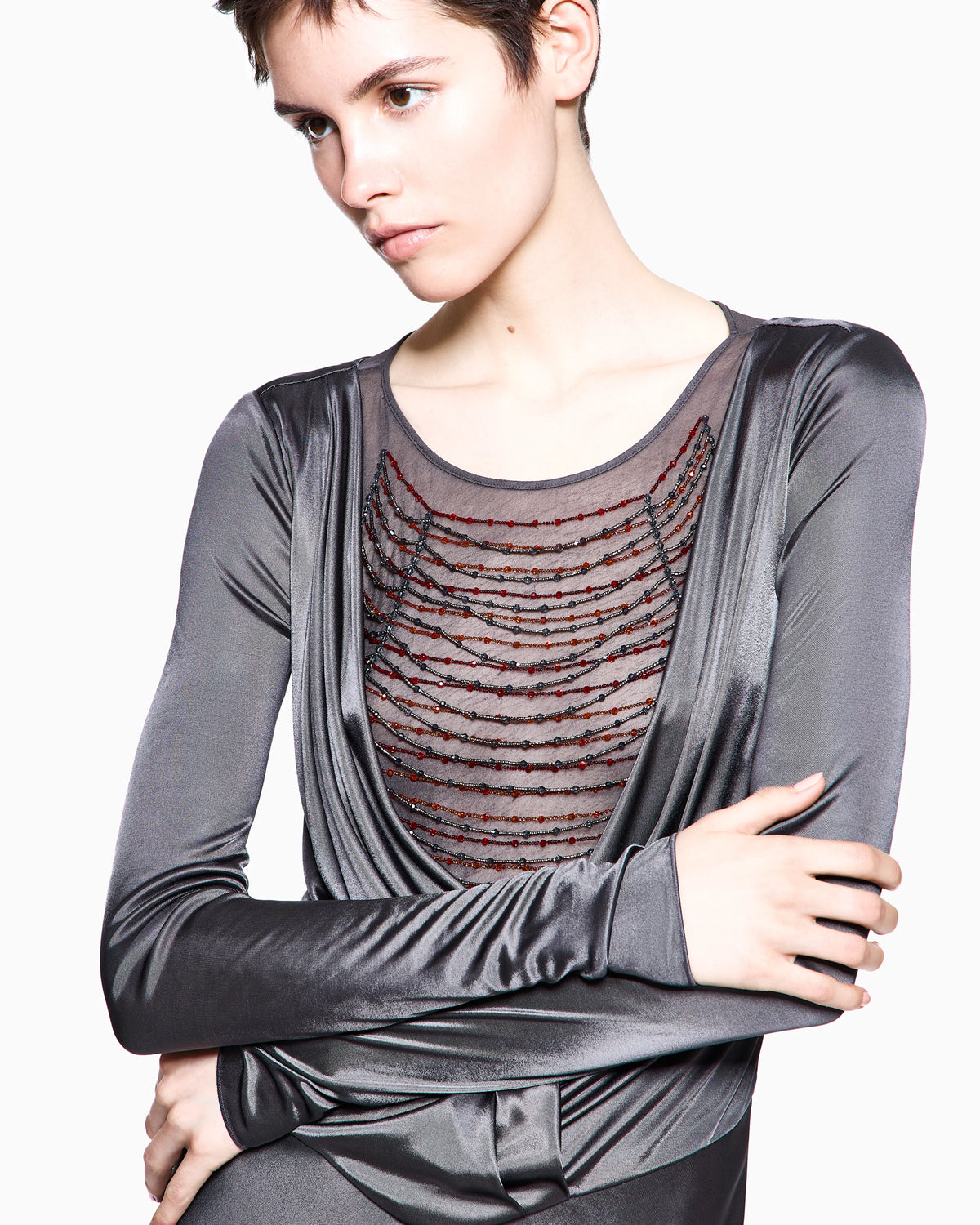 shiny viscose jersey long dress