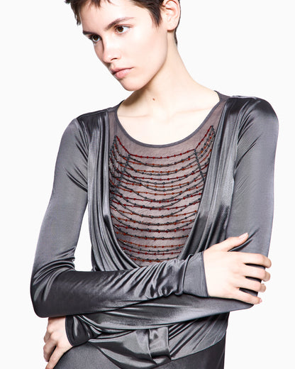 shiny viscose jersey long dress
