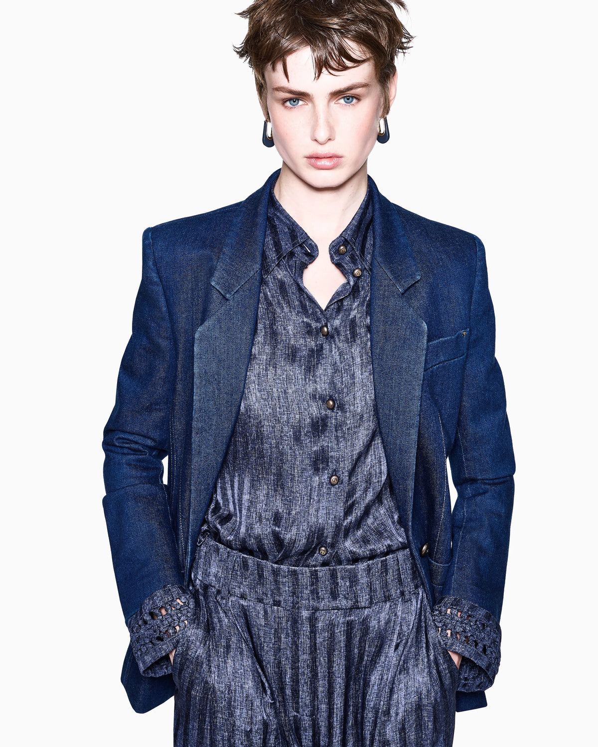 Denim-print silk shirt Denim Collection
