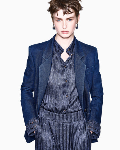 Denim-print silk shirt Denim Collection
