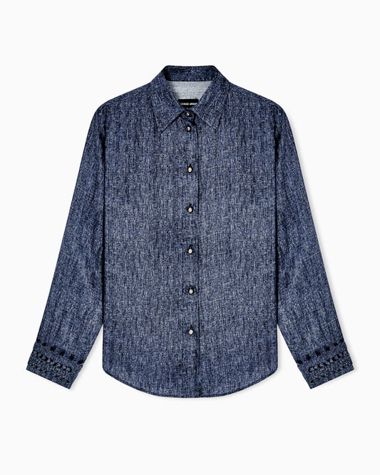 Denim-print silk shirt Denim Collection