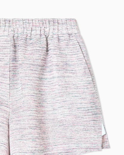 Shorts in a viscose and linen mouliné knit