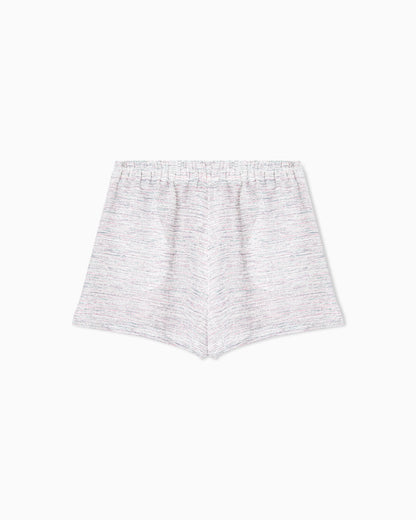 Shorts in a viscose and linen mouliné knit