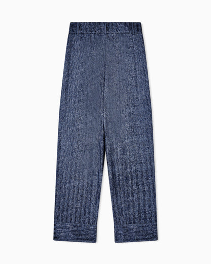 Denim-print silk trousers with pleats Denim Collection