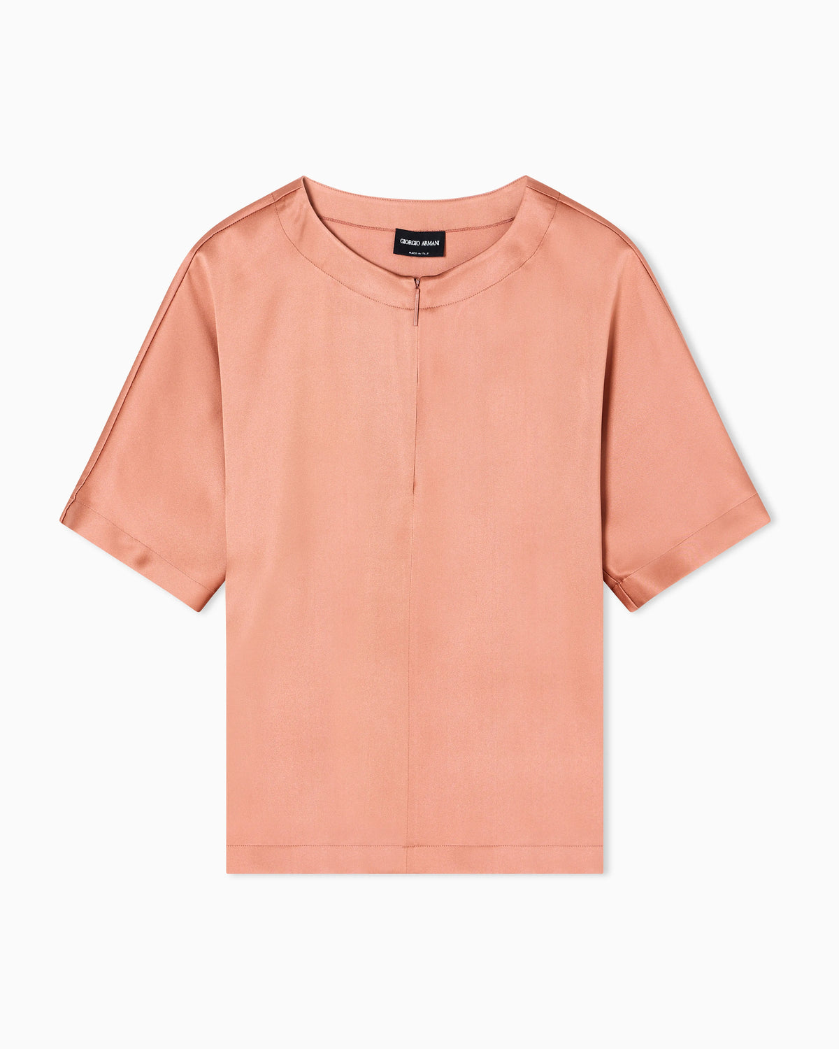 Short-sleeved shirt in double-faced silk satin