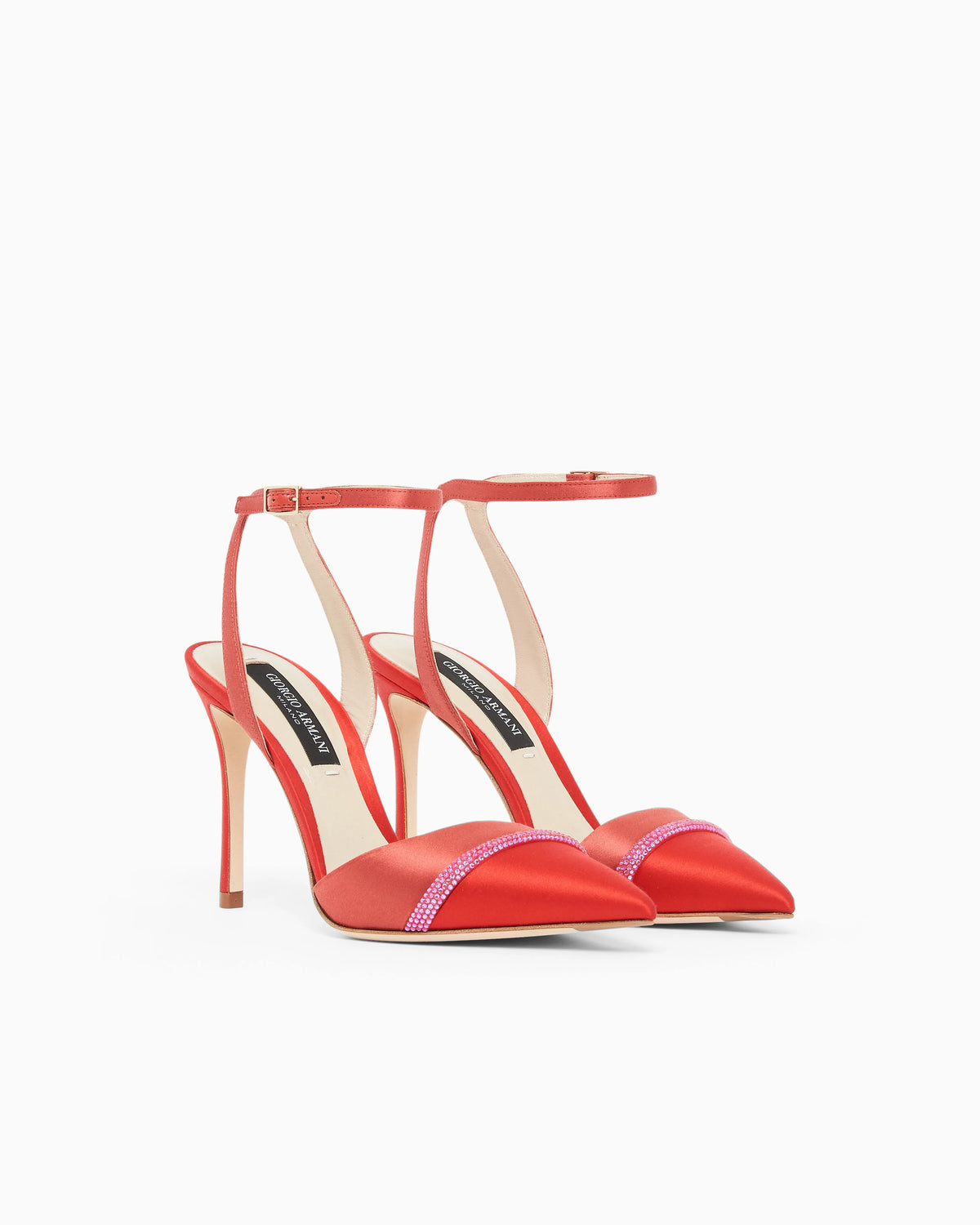 Court shoes with two-tone satin strap