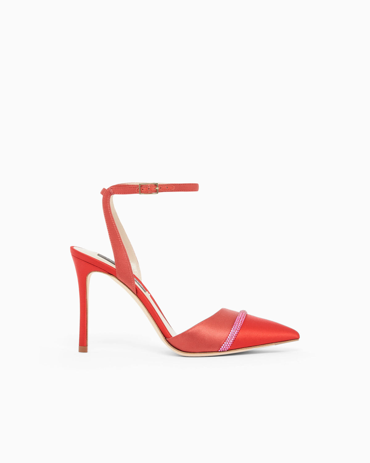 Court shoes with two-tone satin strap
