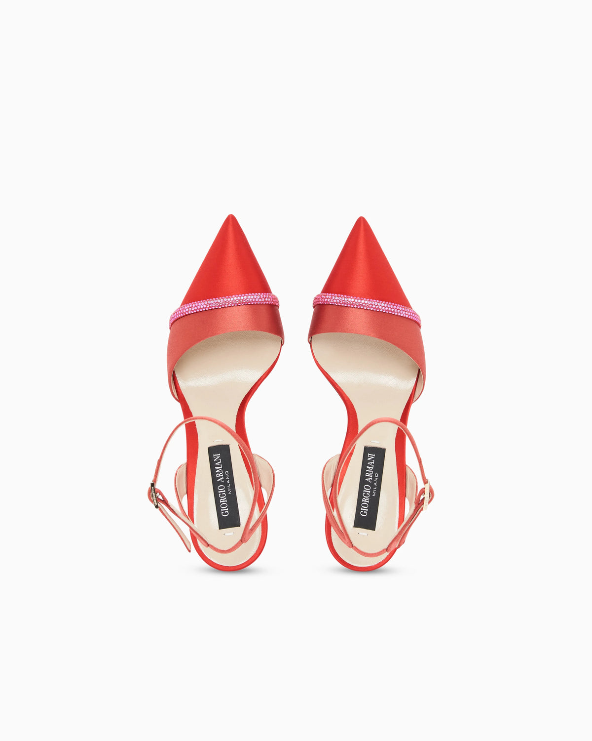 Court shoes with two-tone satin strap