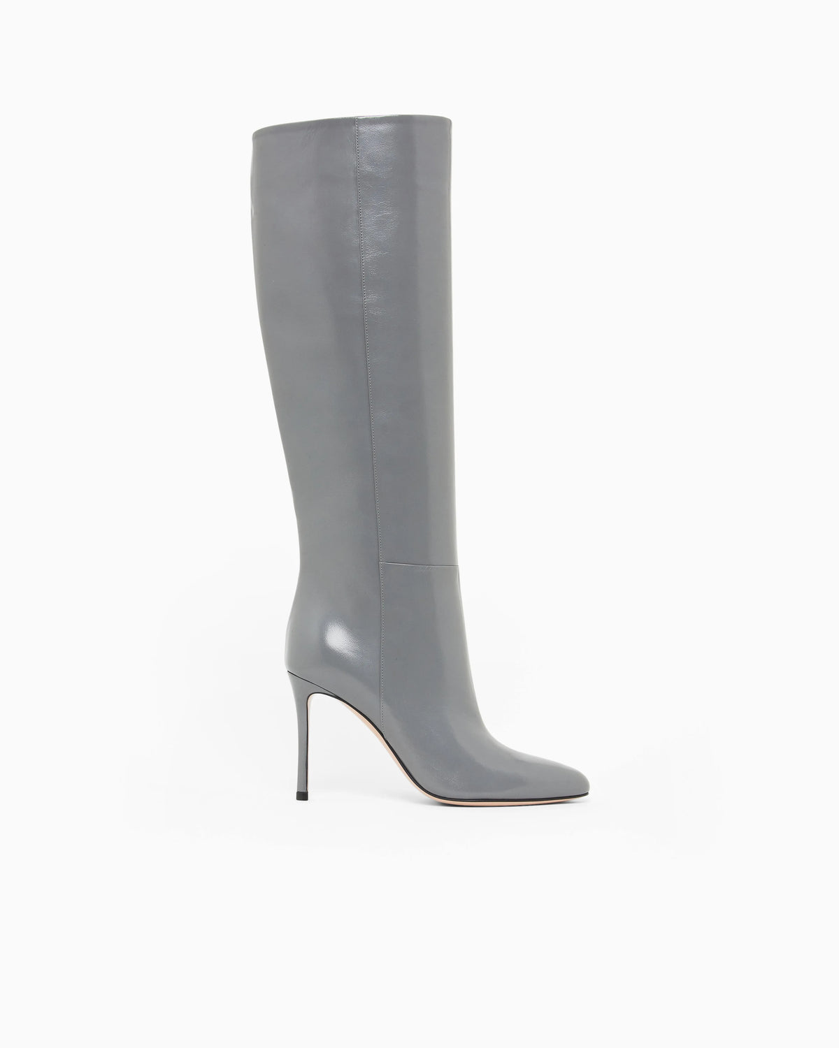 Patent leather high-heeled boots