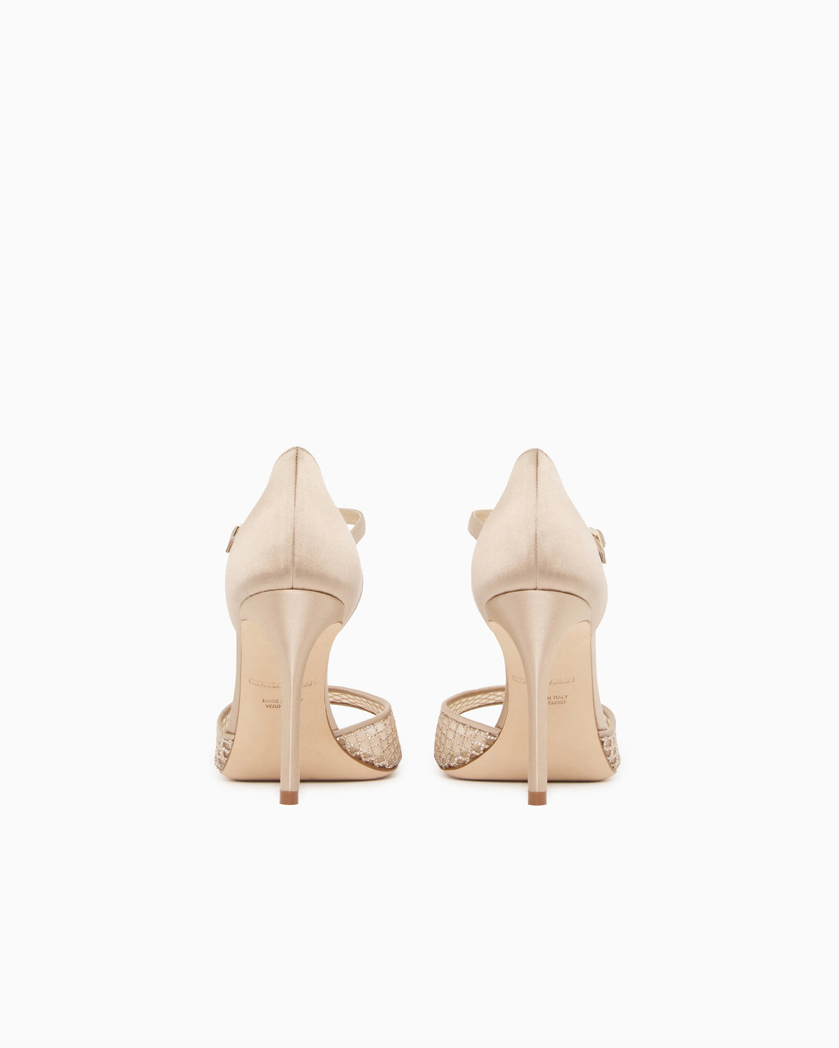 Satin and rhinestone heeled sandals