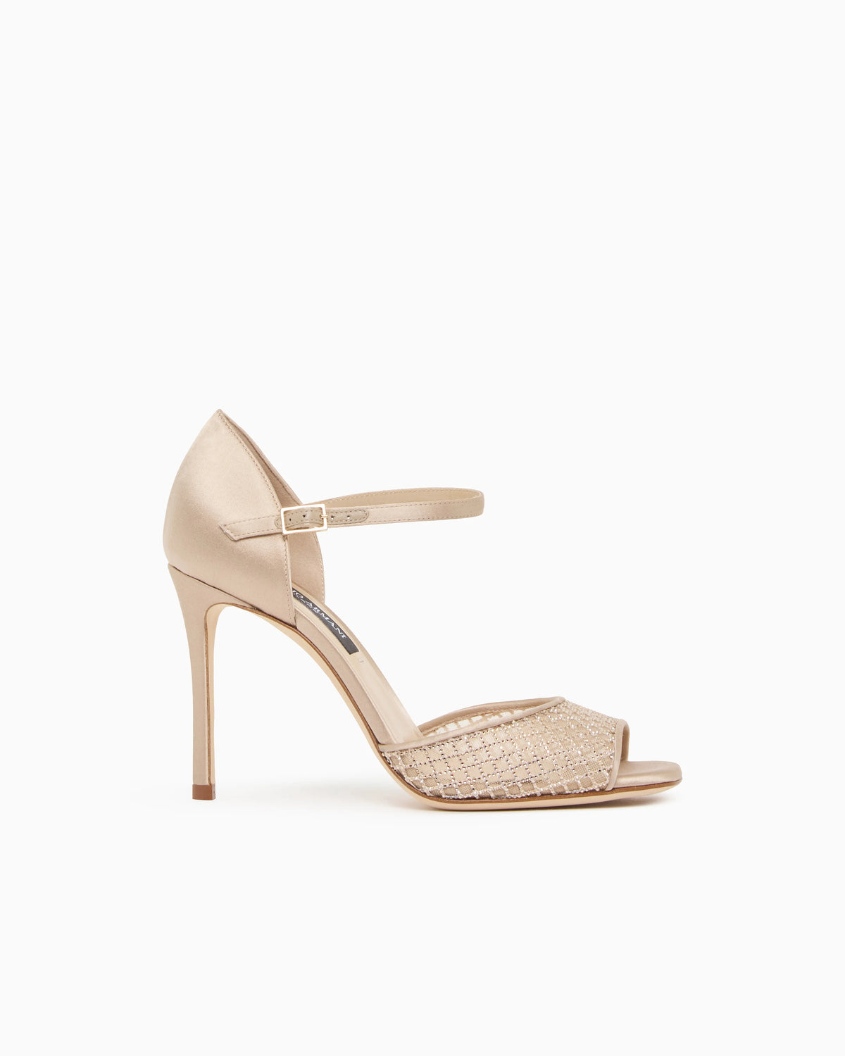 Satin and rhinestone heeled sandals