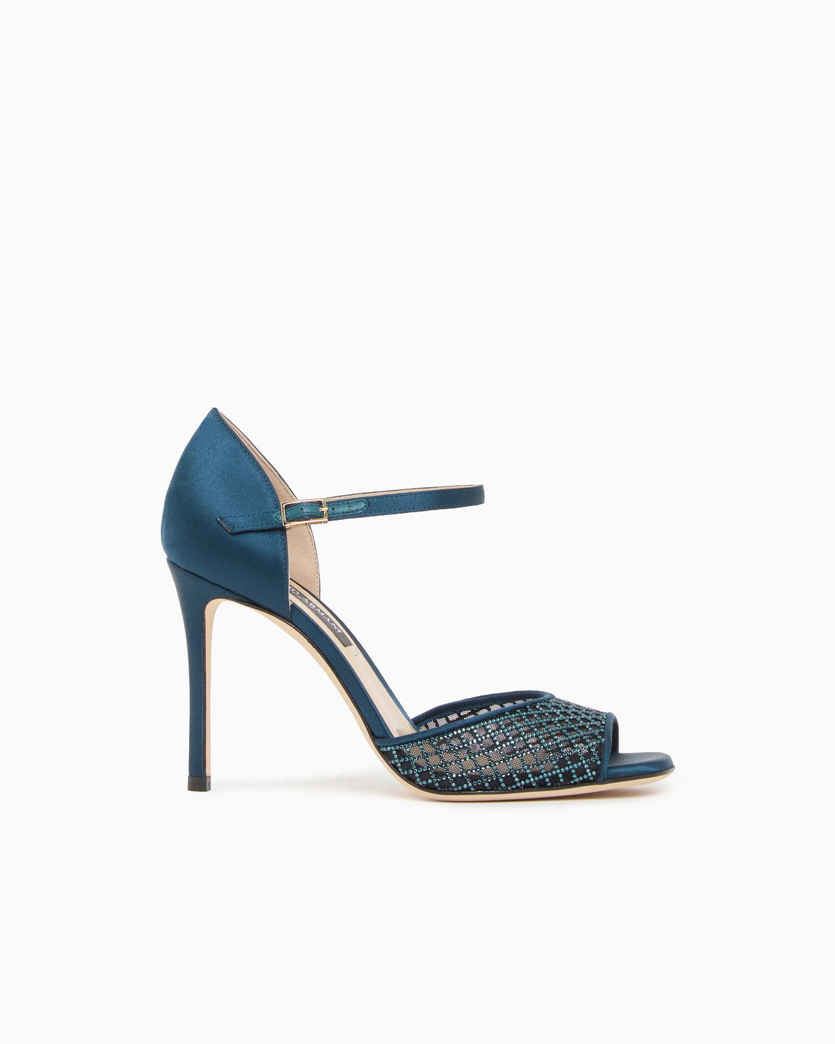 Satin and rhinestone heeled sandals