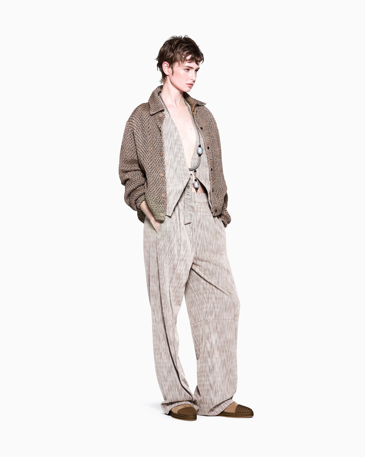 Woven lambskin suede blouson