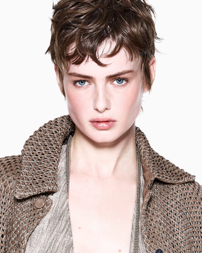 Woven lambskin suede blouson