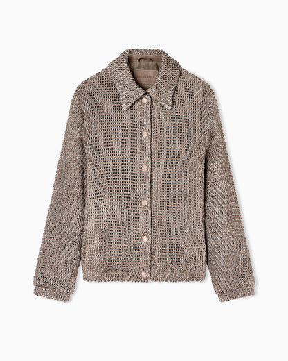 Woven lambskin suede blouson
