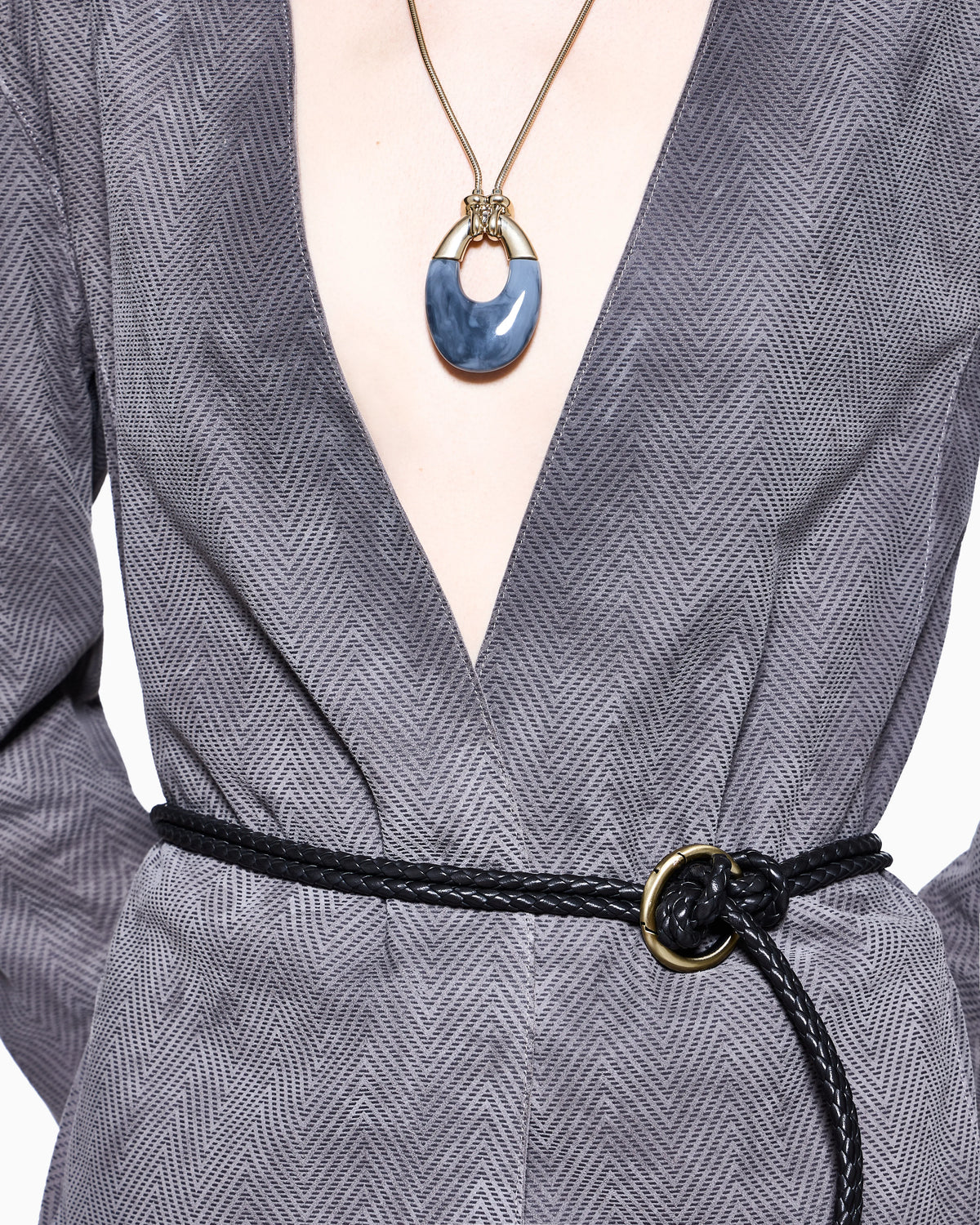 Suede-lambskin shirt jacket with chevron print