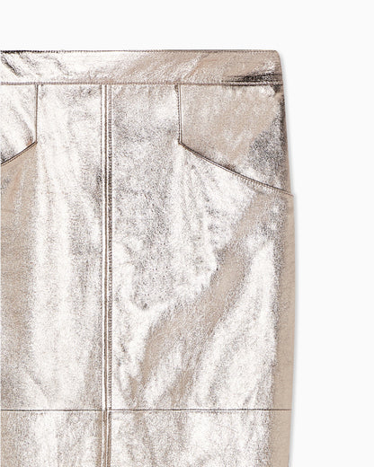 Laminated leather skirt