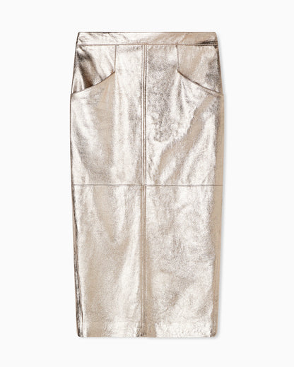 Laminated leather skirt