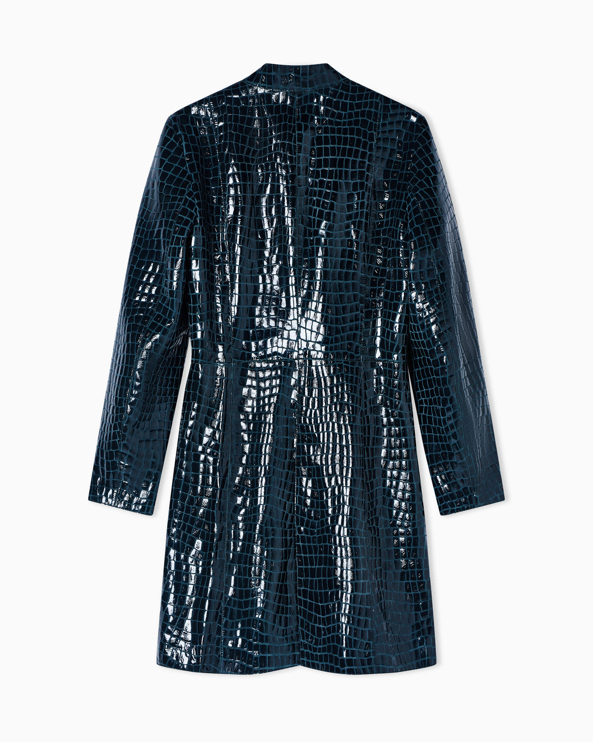 Leather coat with crocodile print