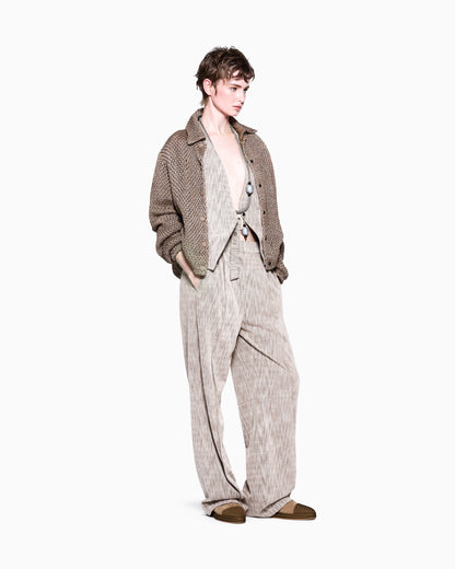 Chevron jersey trousers with pleats