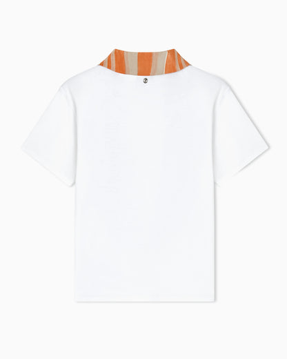 T-shirt with scarf in regenerative cotton jersey