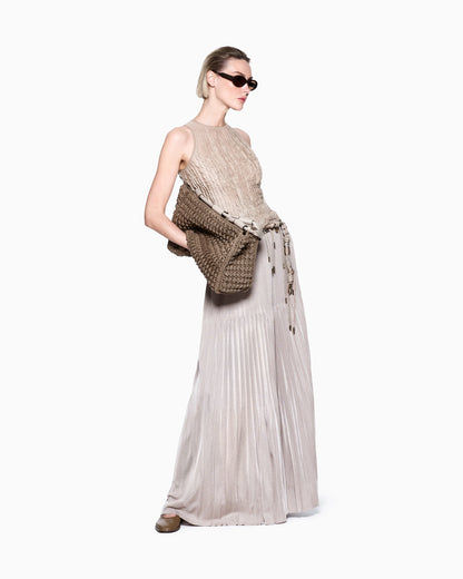Pleated viscose oversized skirt