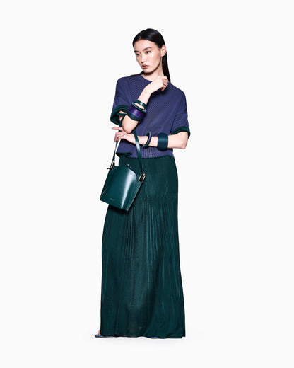 Pleated viscose oversized skirt