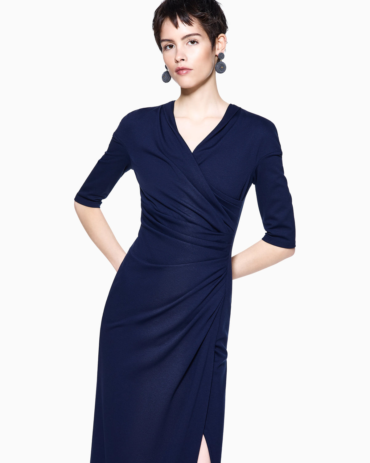 viscose Milano-stitch midi dress