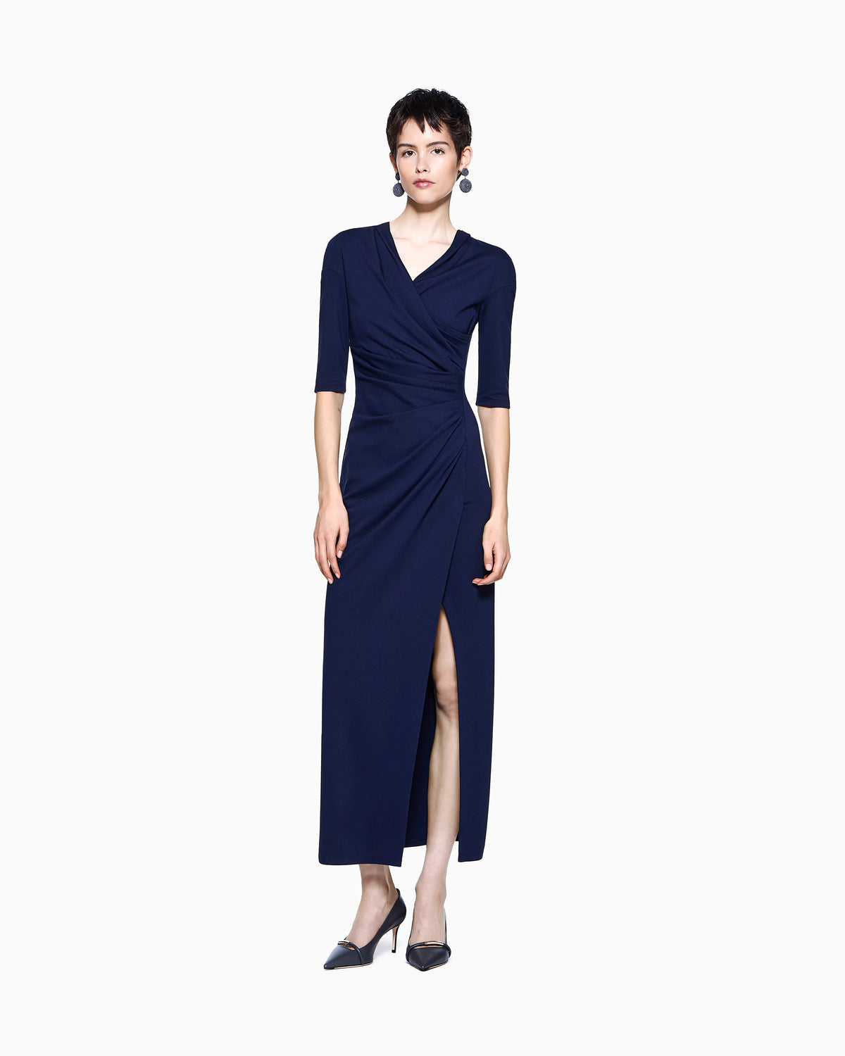 viscose Milano-stitch midi dress