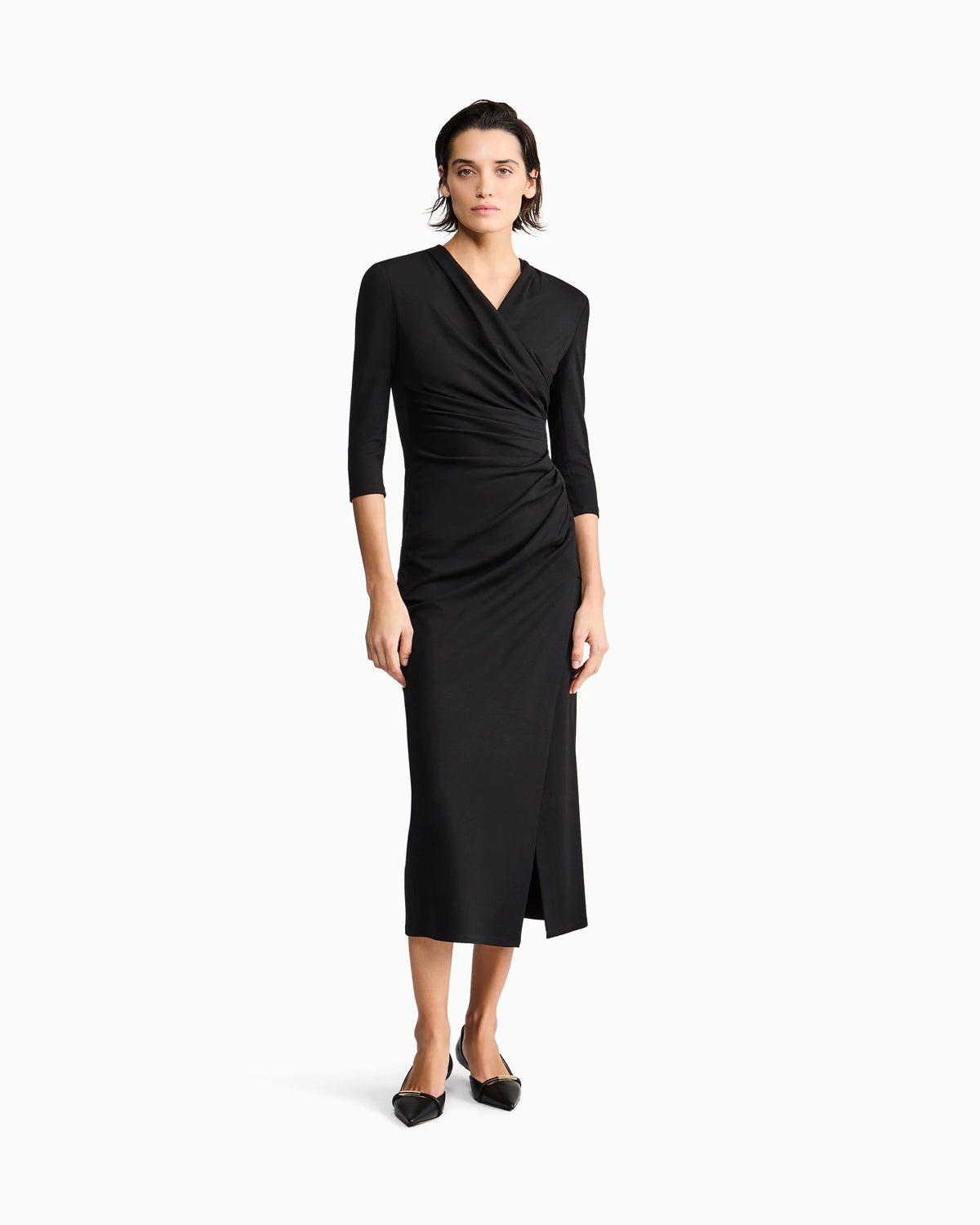 viscose Milano-stitch midi dress