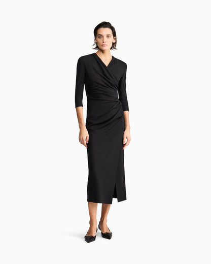 viscose Milano-stitch midi dress