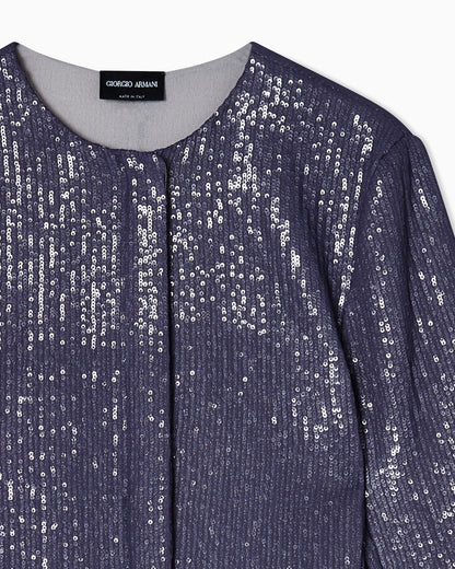 Jersey single-breasted jacket with sequins