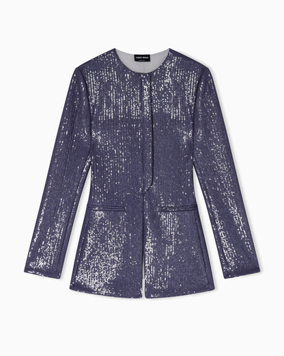 Jersey single-breasted jacket with sequins