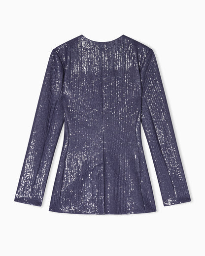 Jersey single-breasted jacket with sequins