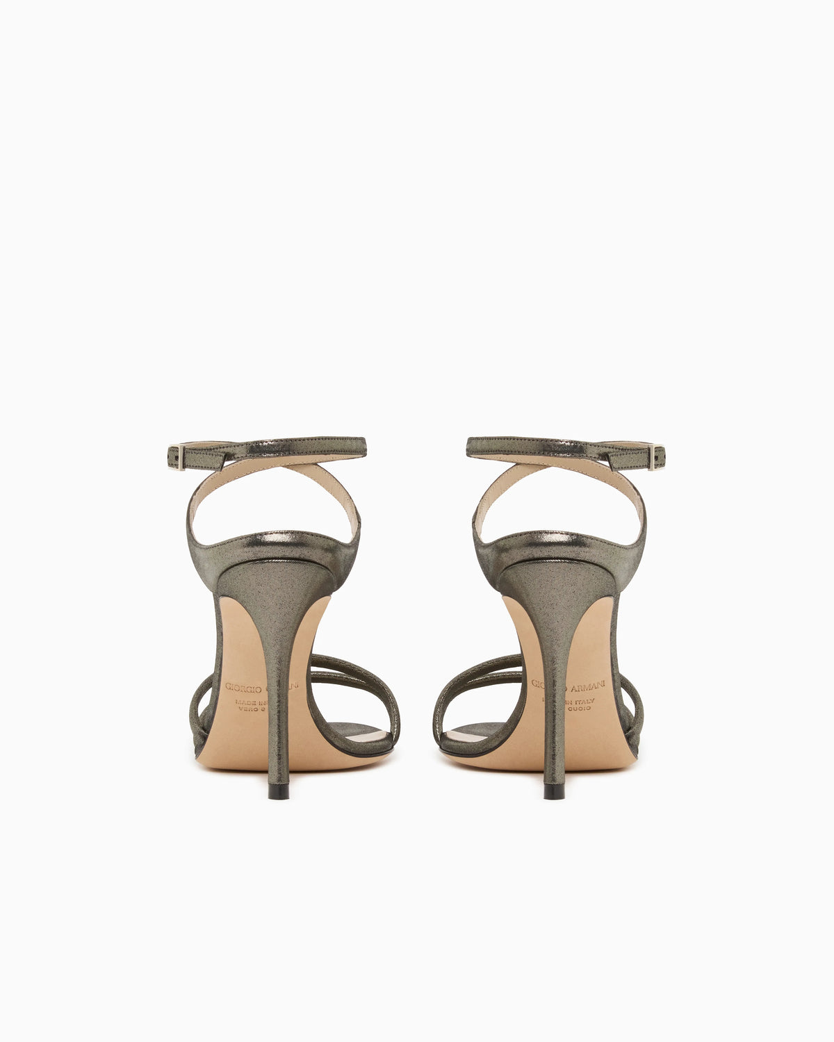 Heeled sandals in sparkling nubuck