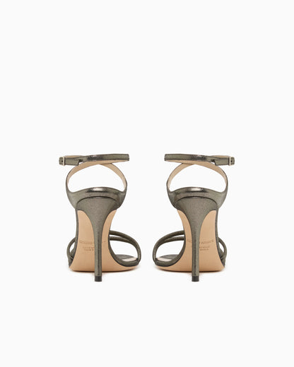 Heeled sandals in sparkling nubuck