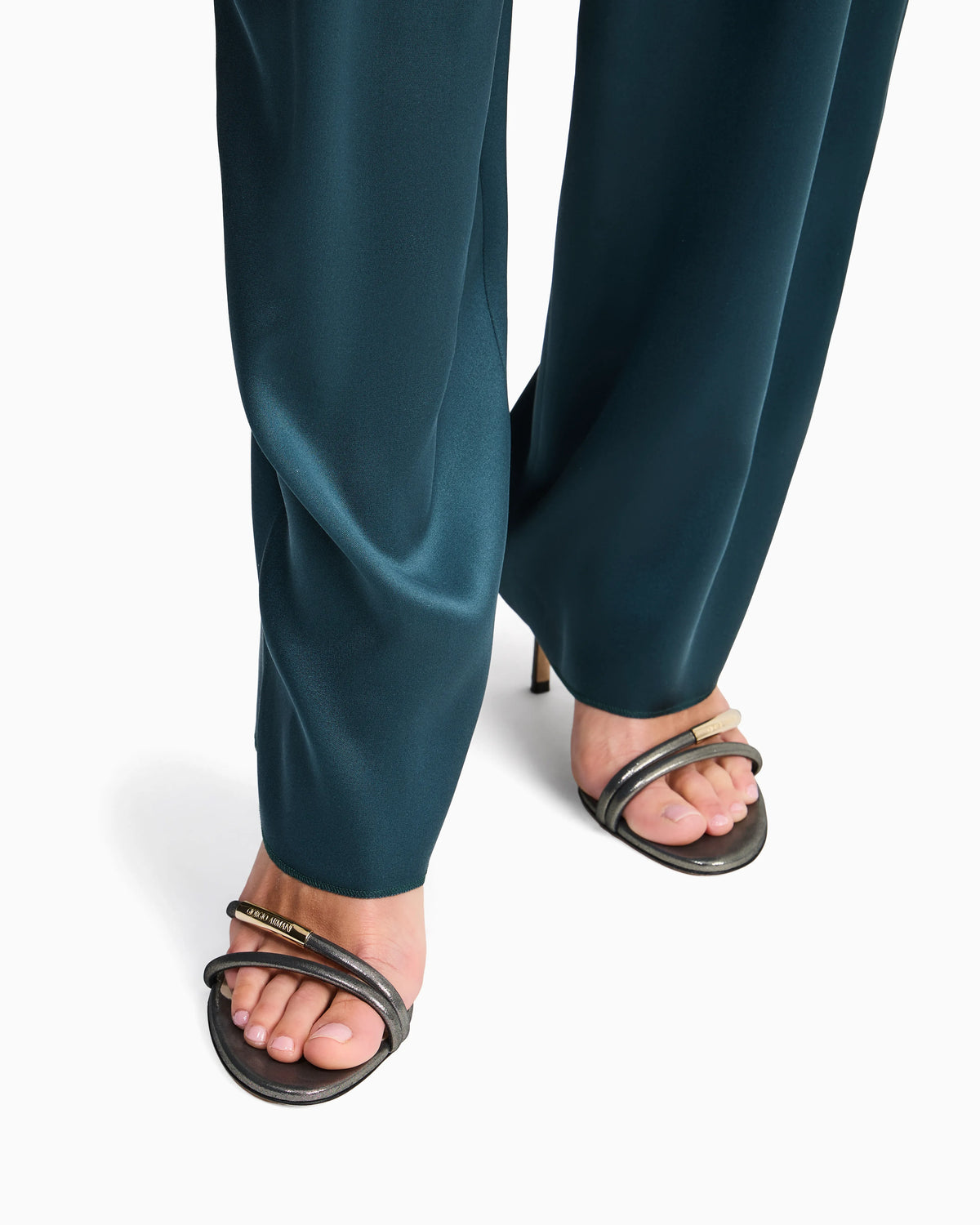 Heeled sandals in sparkling nubuck